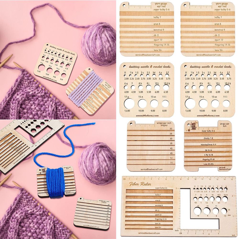 3/4 adet ahşap örgü iğnesi ölç - Sewing Gauge Ruler incelemesi ve fiyatı