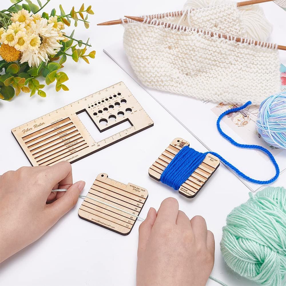 3/4 adet ahşap örgü iğnesi ölç - Sewing Gauge Ruler incelemesi ve fiyatı